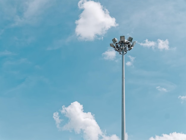 Low Angle View of Street Lamps at Top of the Post Against Blue Sky