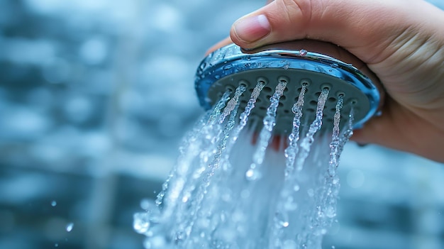 Photo low flow showerhead to conserve water installing water saving fixtures reduces water consumption and lowers utility bills