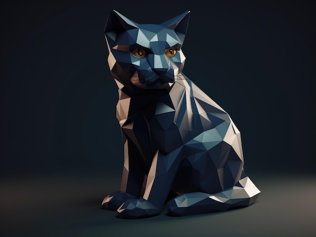 Low poly 3d cat generative ai