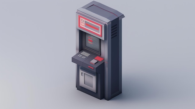 A low poly 3D model of an ATM machine