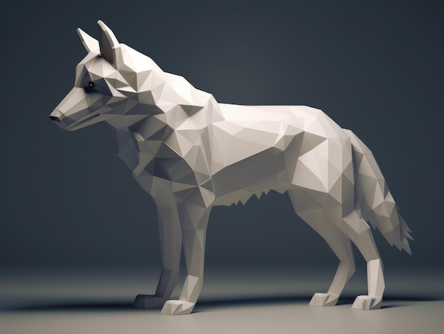 Low poly 3d wolf generative ai