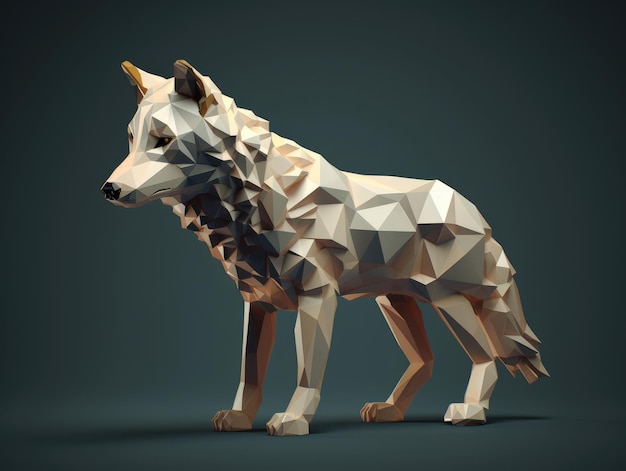 Low poly 3d wolf generative ai