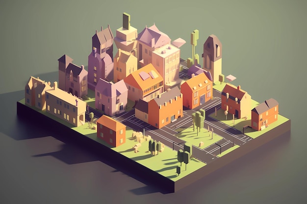 Low poly art city