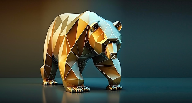 Low poly bear on isolated background