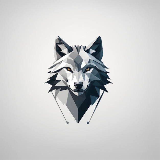 A low poly depiction of a wolf head