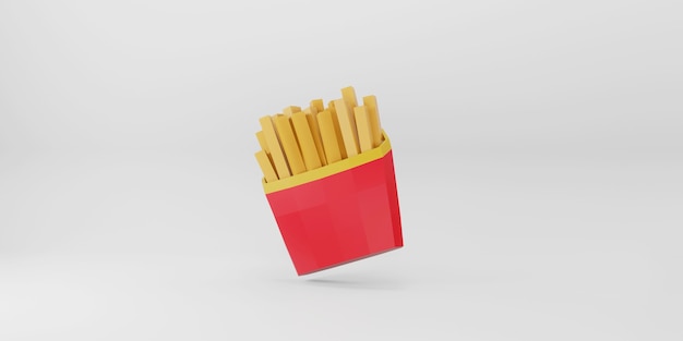 Low poly French fries on white background.