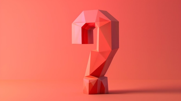 Photo low poly question mark on a coral background