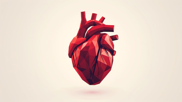 A low poly red anatomical heart