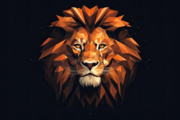 Low poly style portrait of a lion on a dark background Generative AI