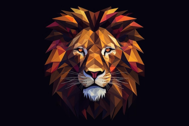 Low poly style portrait of a lion on a dark background Generative AI