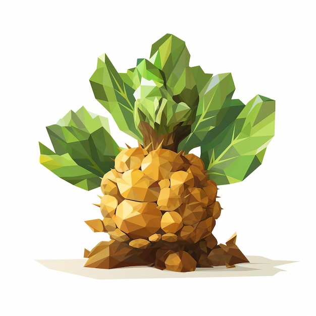 Low Poly Sunchoke Natureinspired Nanopunk Illustration