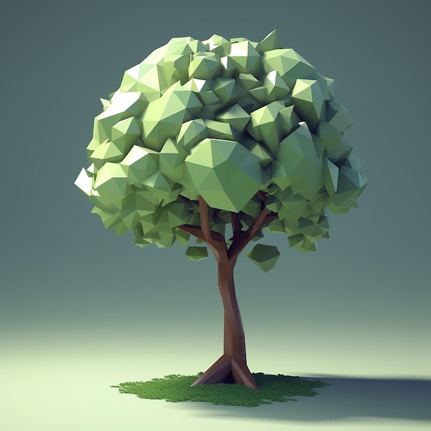 A low poly tree with triangles on it