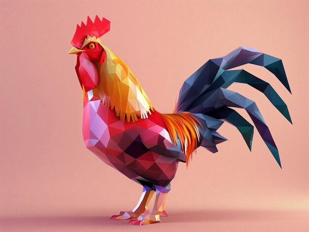 Photo the low poly vector rooster