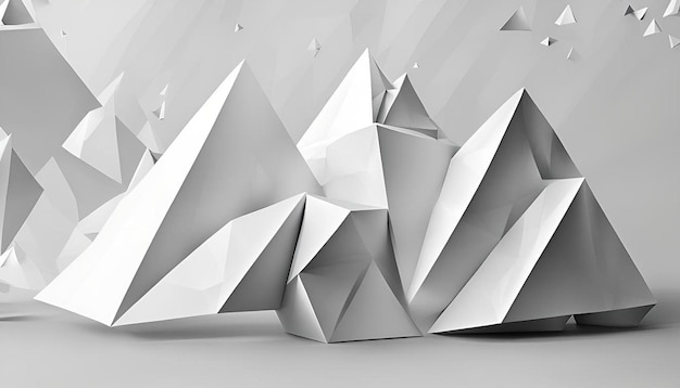 Low poly white triangles background