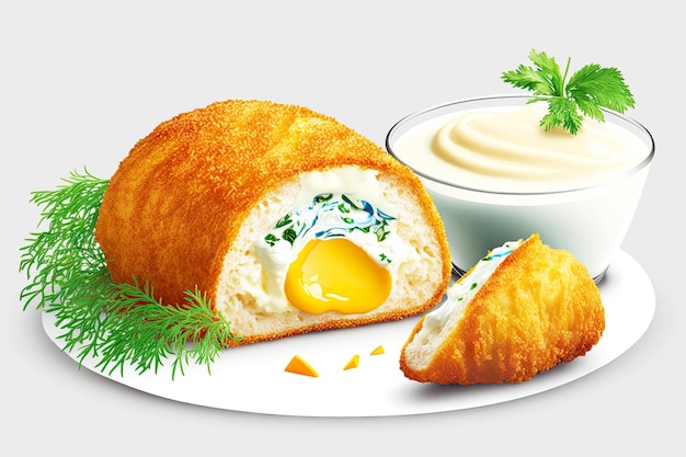 Lowcalorie chicken kiev with cream and butter delicious fast food created with generative ai