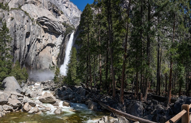 Lower Yosemite Falls at a sunny day