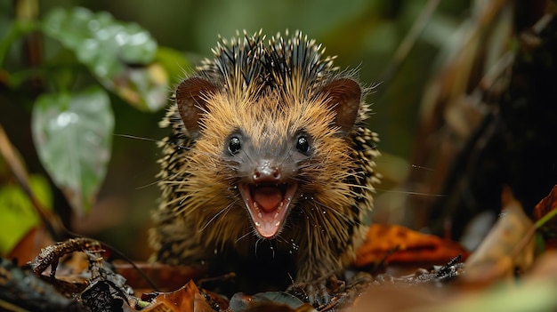 Lowland streaked tenrec spiky hedgehoglike mammal Madagascar forest A lowland streaked