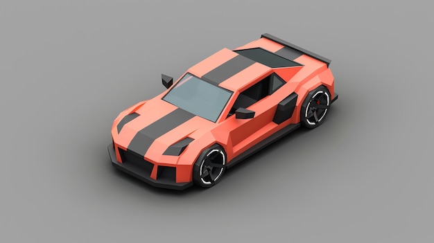 Photo lowpoly sports car in orange and black