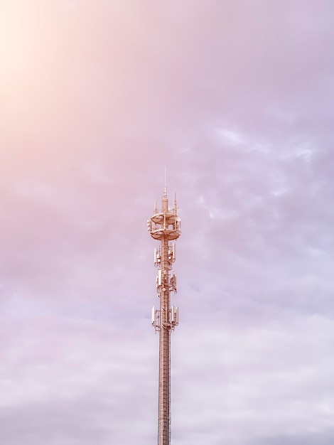 LTE5g tower view from the ground Concept of the modern telecommunication technologies