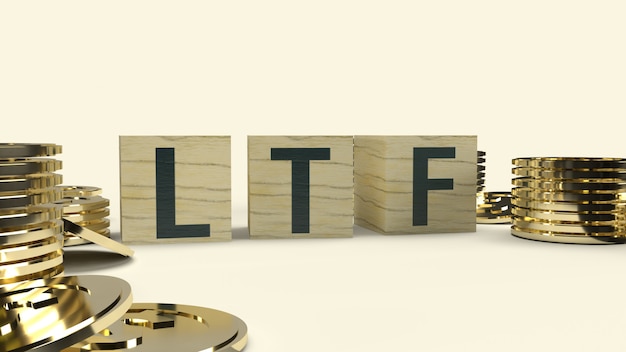 The ltf text on wooden cube and coons, 3d rendering