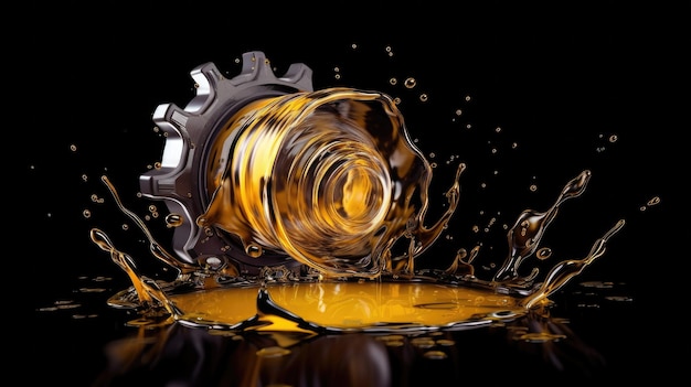 Lubricate motor oil and Gears Oil wave splashing in Car engine with lubricant oil Concept of Lubricate motor oil and Gears Generative AI