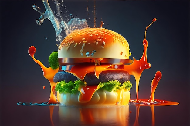 Lubricating burger food illustration generated by ai