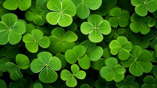 Luck of the Greens Top View Background of Green Shamrocks