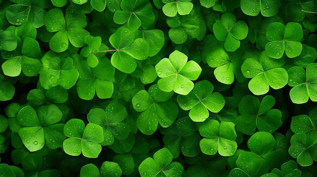 Luck of the Greens Top View Background of Green Shamrocks