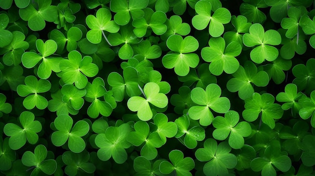 Luck of the Greens Top View Background of Green Shamrocks