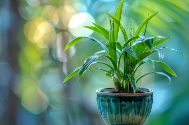 Lucky bamboo Dracaena sanderiana in Flowerpot Closeup Lucky bamboo Macro House Plant