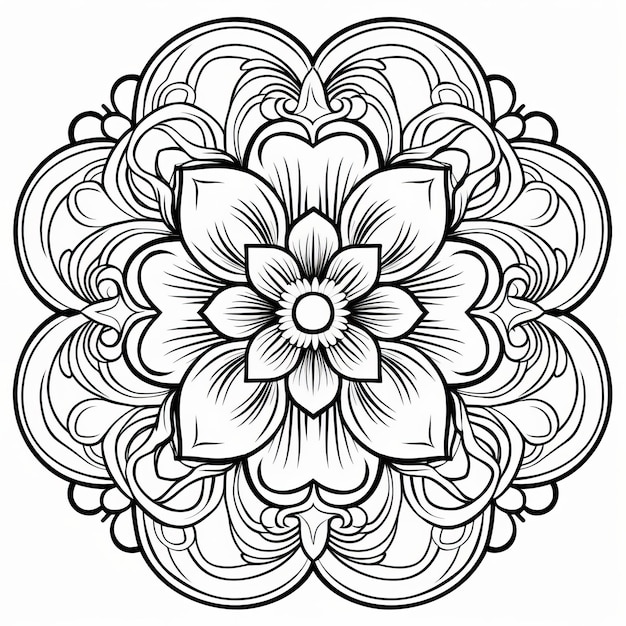 Lucky Clover Mandala Black and White Only Coloring Book