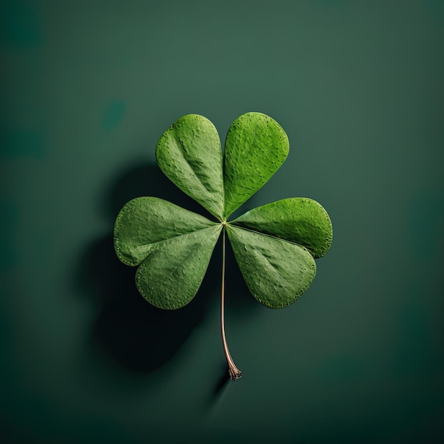 Lucky Green Four-Leaf Clover Isolated on green background banner template