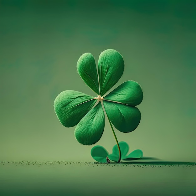 Lucky Green Four-Leaf Clover Isolated on green background banner template