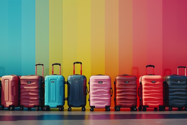 Luggage suitcases at the airport for vacations and holiday travel