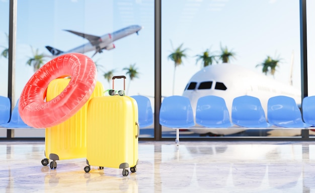 Luggage and tube in airport