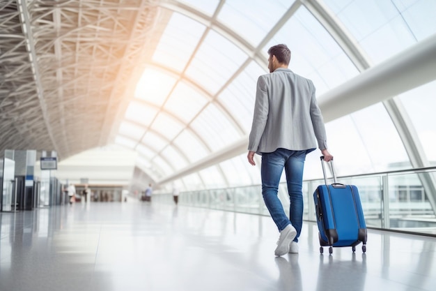 Luggage walking airport jeans