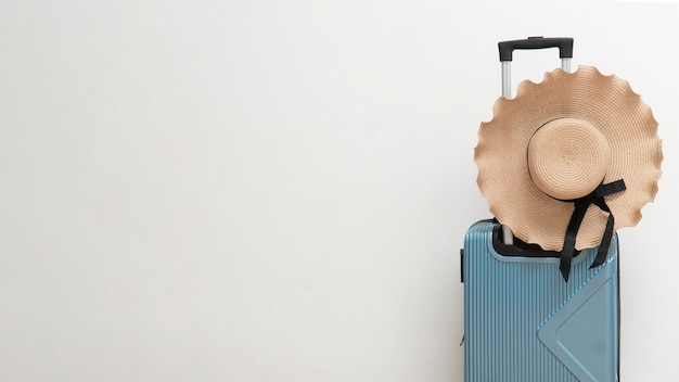 Luggage with a wide brimmed hat