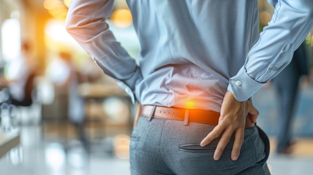 Lumbar pain relief through ergonomic office setup stretching exercises and tips