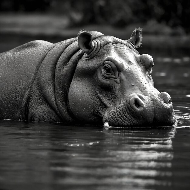 Photo lumbering hippo captures the impressive and somewhat comical presence of one of africas largest mammals the image features a hippo moving slowly and deliberately through its natural habitat perhaps