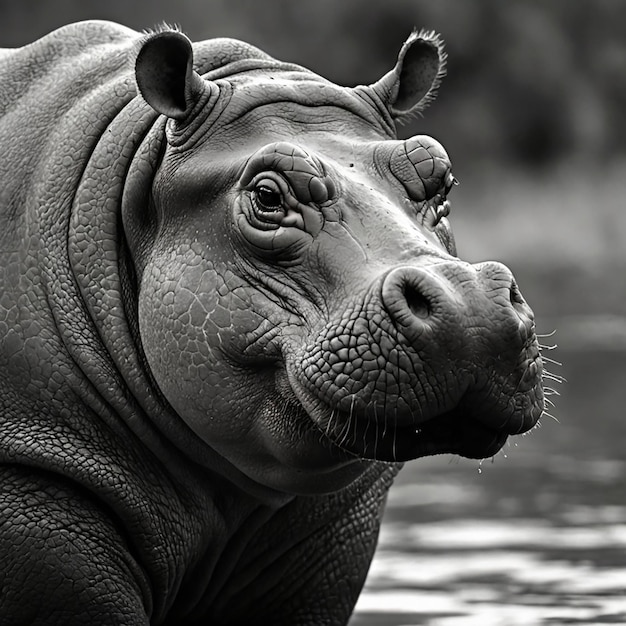 Lumbering Hippo captures the impressive and somewhat comical presence of one of Africas largest mammals The image features a hippo moving slowly and deliberately through its natural habitat perhaps