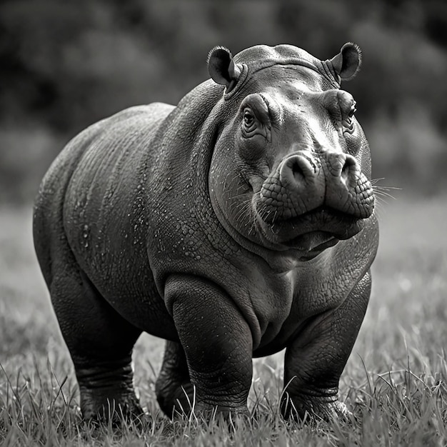 Lumbering Hippo captures the impressive and somewhat comical presence of one of Africas largest mammals The image features a hippo moving slowly and deliberately through its natural habitat perhaps