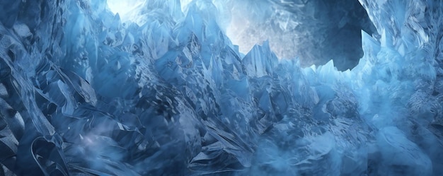 Photo luminous blue crystal ice glacial texture arctic frost snow ice fog foreboding diffused light