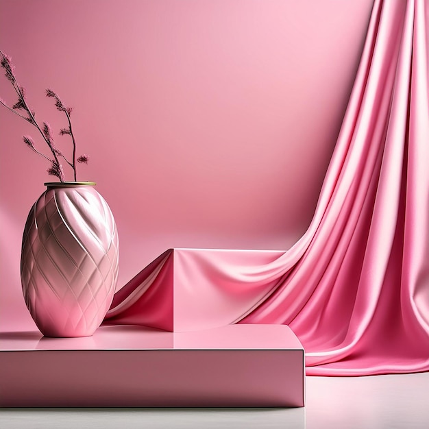 luminous elegance shiny 3D shapes on pink gradient stage