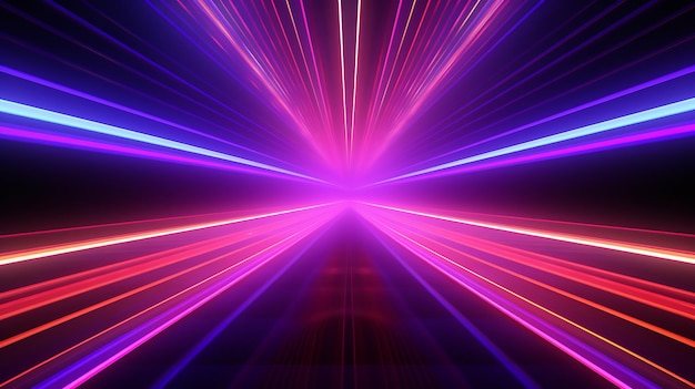 Luminous Extravaganza 3D Render of Ultraviolet Neon Lines in a Night Laser Show