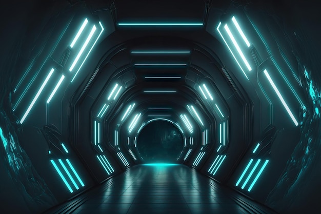 Luminous futuristic sci fi tunnel