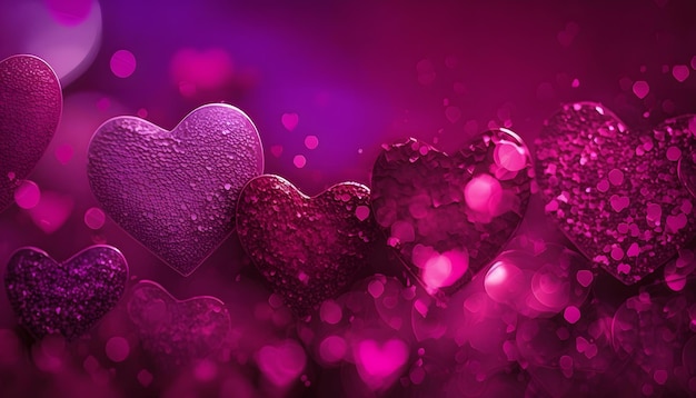 luminous hearts with bokeh, on valentine's day, romance, digital illustration, 3d rendering