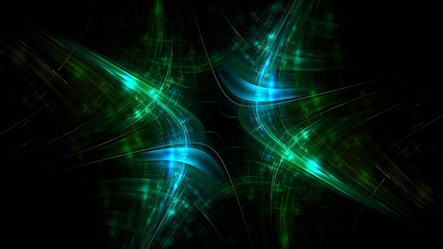 Luminous modern abstract background fractal world Digital space for use in design Round shapes and lines 3d render