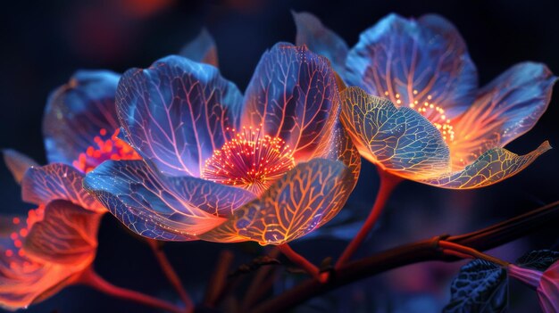 Luminous Petals Flower petals with glowing patterns and vibrant colors