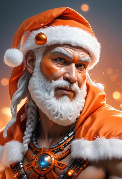 Luminous santa claus wearing epic christmas outfit high quality portrait isolated on a background