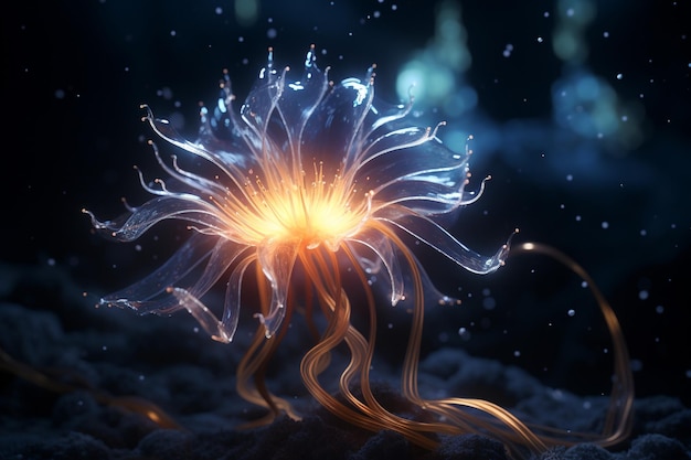 A luminous sea anemone with tendrils of stardust r 00303 02